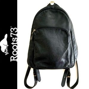 Roots Canada leather backpack black